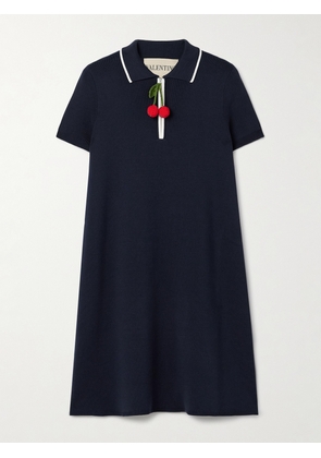 Valentino Garavani - Embellished Ribbed Cotton Mini Dress - Blue - xx small,x small,small,medium,large,x large