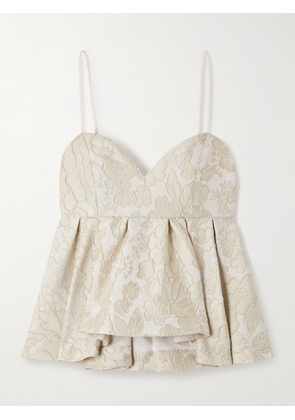 La DoubleJ - Satine Floral-jacquard Matelassé Peplum Camisole - Cream - xx small,x small,small,medium,large,x large,xx large