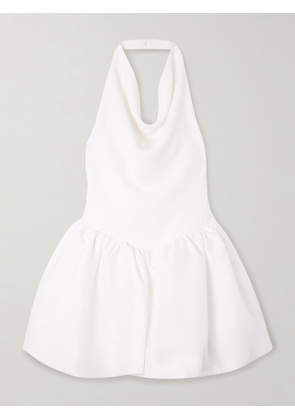 Self-Portrait - Draped Crepe Halterneck Mini Dress - White - UK 4,UK 6,UK 8,UK 10,UK 12,UK 14,UK 16