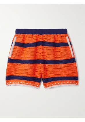 La DoubleJ - Salt 'n' Vinegar Striped Crocheted Cotton Shorts - Orange - xx small,x small,small,medium,large,x large,xx large