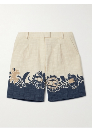 La DoubleJ - Boyfriend Printed Cotton-blend Shorts - White - xx small,x small,small,medium,large,x large,xx large