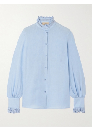 Valentino Garavani - Embroidered Linen Shirt - Blue - IT36,IT38,IT40,IT42,IT44,IT46,IT48,IT50