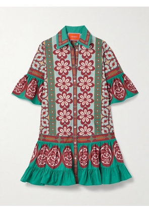 La DoubleJ - Choux Floral-print Cotton-poplin Mini Shirt Dress - Multi - xx small,x small,small,medium,large,x large,xx large