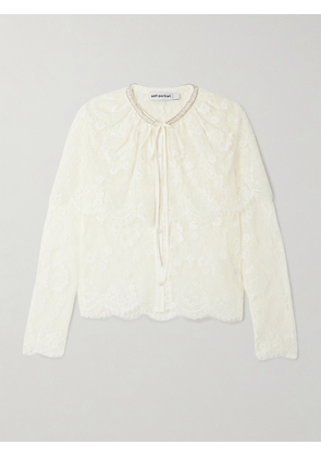 Self-Portrait - Cape-effect Scalloped Embellished Lace Blouse - White - UK 4,UK 6,UK 8,UK 10,UK 12,UK 14,UK 16