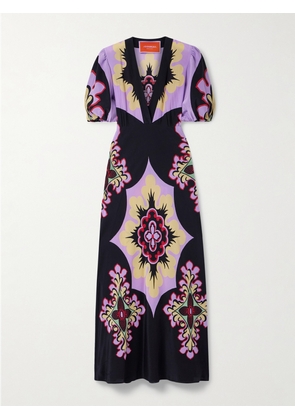 La DoubleJ - Marlene Printed Silk-crepe Maxi Dress - Purple - xx small,x small,small,medium,large,x large,xx large