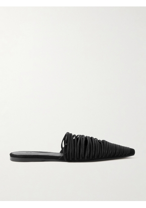 TOVE - Kenly Cord-trimmed Suede Mules - Black - IT35,IT36,IT37,IT38,IT39,IT40,IT41