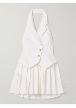 Tolu Coker - Pleated Denim Mini Dress - White - x small,small,medium,large