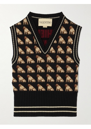 Valentino Garavani - Striped Wool-jacquard Vest - Black - xx small,x small,small,medium,large,x large