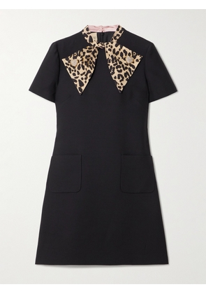 Valentino Garavani - Embellished Pussy-bow Wool And Silk-blend Crepe Mini Dress - Black - IT36,IT38,IT40,IT42,IT44,IT46,IT48