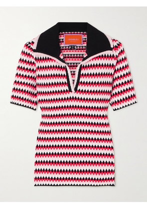 La DoubleJ - Jacquard-knit Polo Shirt - Red - xx small,x small,small,medium,large,x large,xx large