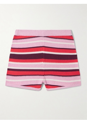 La DoubleJ - Veneziana Striped Ribbed Cotton Shorts - Red - xx small,x small,small,medium,large,x large,xx large