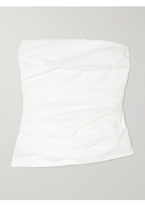 SIMKHAI - Emerson Strapless Ruched Cotton-blend Poplin Bustier Top - White - US0,US2,US4,US6,US8,US10,US12