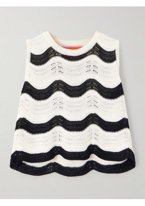 La DoubleJ - Striped Pointelle-knit Cotton Top - White - xx small,x small,small,medium,large,x large,xx large