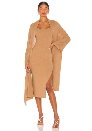 LPA Salmah Dress With Detachable Shawl in Tan. Size M. Also in XS, S, L, XL.