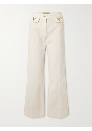 Valentino Garavani - Embellished Straight-leg Jeans - Cream - IT36,IT38,IT40,IT42,IT44,IT46,IT48,IT50
