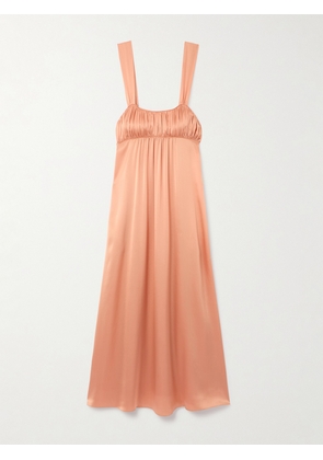 Chloé - Gathered Silk-satin Midi Dress - Pink - FR 34,FR 36,FR 38,FR 40,FR 42,FR 44