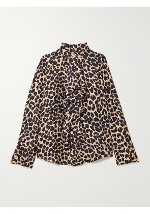 Balmain - Ruffled Leopard-print Silk Blouse - Animal print - FR 34,FR 36,FR 38,FR 40,FR 42,FR 44,FR 46
