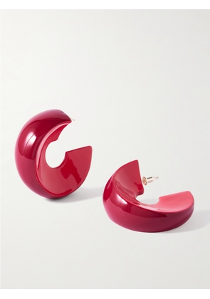 Uncommon Matters - Creole Wood Hoop Earrings - Pink - One size