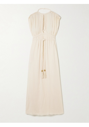 Isabel Marant - Joya Braided Gathered Cotton-gauze Maxi Dress - Neutrals - FR 34,FR 36,FR 38,FR 40,FR 42,FR 44