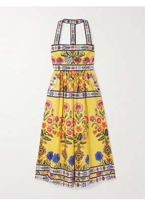 Borgo de Nor - Mavaro Printed Cotton-poplin Midi Dress - Yellow - UK 6,UK 8,UK 10,UK 12,UK 14,UK 16