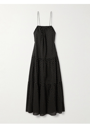 Matteau - Tiered Organic Cotton And Silk-blend Midi Dress - Black - 1,2,3,4,5