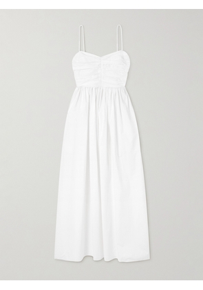 Matteau - Gathered Organic Cotton-poplin Midi Dress - White - 1,2,3,4,5