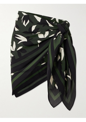 Matteau - Printed Silk-georgette Pareo - Green - One size