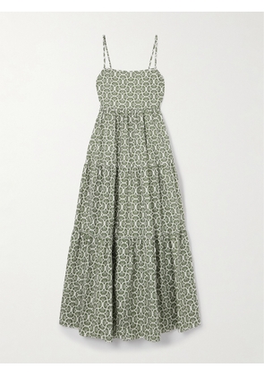 Matteau - Tiered Floral-print Organic Cotton Maxi Dress - Green - 1,2,3,4,5