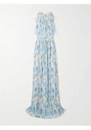 Veronica Beard - Yardley Printed Plissé-chiffon Maxi Dress - Blue - US0,US2,US4,US6,US8,US10,US12