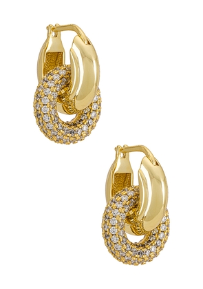 Luv AJ Pave Interlock Hoops in Metallic Gold.