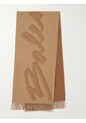 Balenciaga - Fringed Printed Wool And Cashmere-blend Scarf - Neutrals - One size