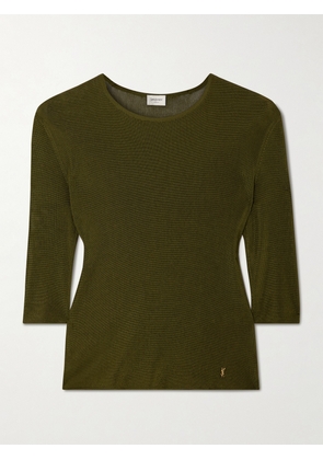 SAINT LAURENT - Embellished Knitted Top - Green - XS,S,M,L