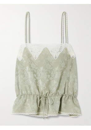 Chloé - Lace-trimmed Silk-jacquard Camisole - Green - FR 34,FR 36,FR 38,FR 40,FR 42,FR 44,FR 46