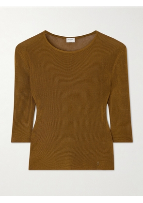 SAINT LAURENT - Embellished Knitted Top - Brown - XS,S,M,L,XL