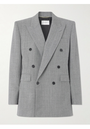 SAINT LAURENT - Double-breasted Wool-twill Blazer - Gray - FR 34,FR 36,FR 38