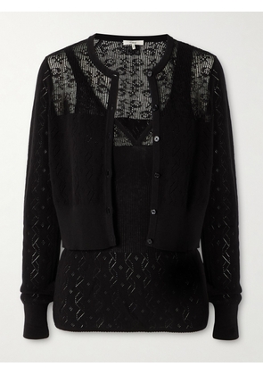 Chloé - Pointelle-knit Cotton Tank And Cardigan Set - Black - x small,small,medium,large,x large