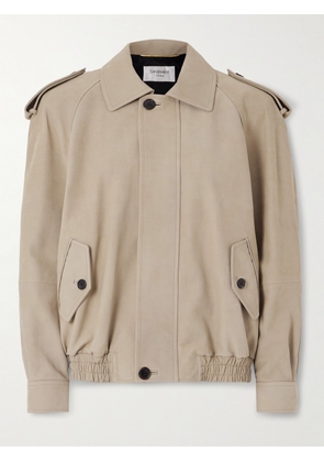 SAINT LAURENT - Nubuck Jacket - Gray - FR 36,FR 38