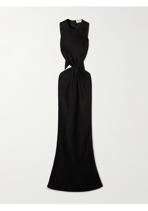 SAINT LAURENT - Bow-detailed Open-back Silk-satin Gown - Black - FR 36