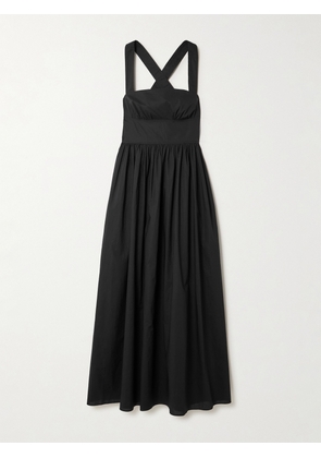 Matteau - Gathered Organic Cotton Midi Dress - Black - 1,2,3,4,5