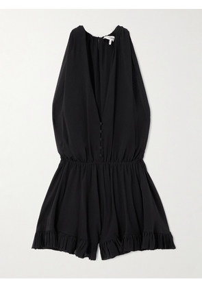 Chloé - Draped Ruffled Silk-crepe Playsuit - Black - FR 34,FR 36,FR 38,FR 40,FR 42