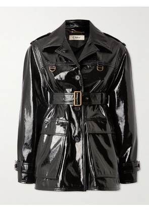 Chloé - Belted Coated Cotton-canvas Jacket - Black - FR 34,FR 36,FR 38,FR 40,FR 42,FR 44