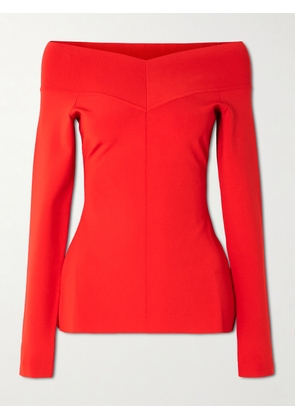 Stella McCartney - Bardot Off-the-shoulder Paneled Jersey Top - Red - xx small,x small,small,medium,large,x large