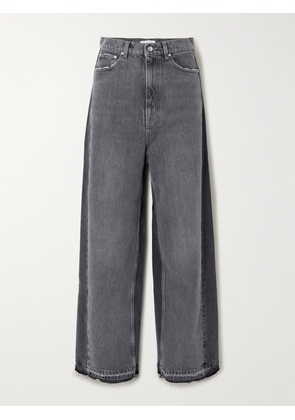 Stella McCartney - Frayed Two-tone Mid-rise Wide-leg Organic Jeans - Blue - 24,25,26,27,28,29,30,31,32