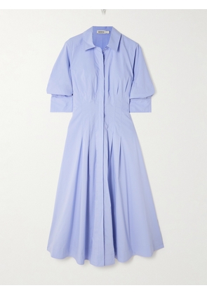 SIMKHAI - Jazz Pleated Cotton-blend Poplin Midi Shirt Dress - Blue - x small,small,medium,large,x large