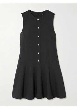 Theory - Linen-blend Mini Dress - Black - x small,small,medium,large,x large