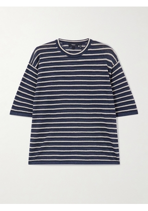 Theory - Striped Linen-blend T-shirt - Blue - x small,small,medium,large