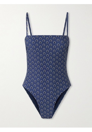 Matteau - Petite Square Floral-print Recycled Swimsuit - Blue - 1,2,3,4,5