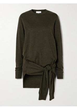 Stella McCartney - Tie-front Layered Wool Sweater - Green - xx small,x small,small,medium,large,x large