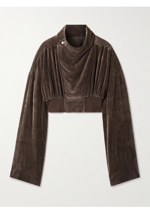 Rick Owens - Cropped Gathered Velvet Jacket - Brown - IT38,IT40,IT42,IT44,IT46,IT48