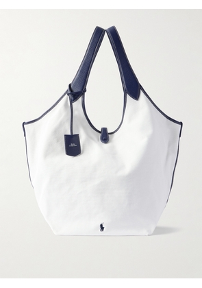 Polo Ralph Lauren - Polo Play Large Textured Leather-trimmed Cotton-canvas Tote - Off-white - One size